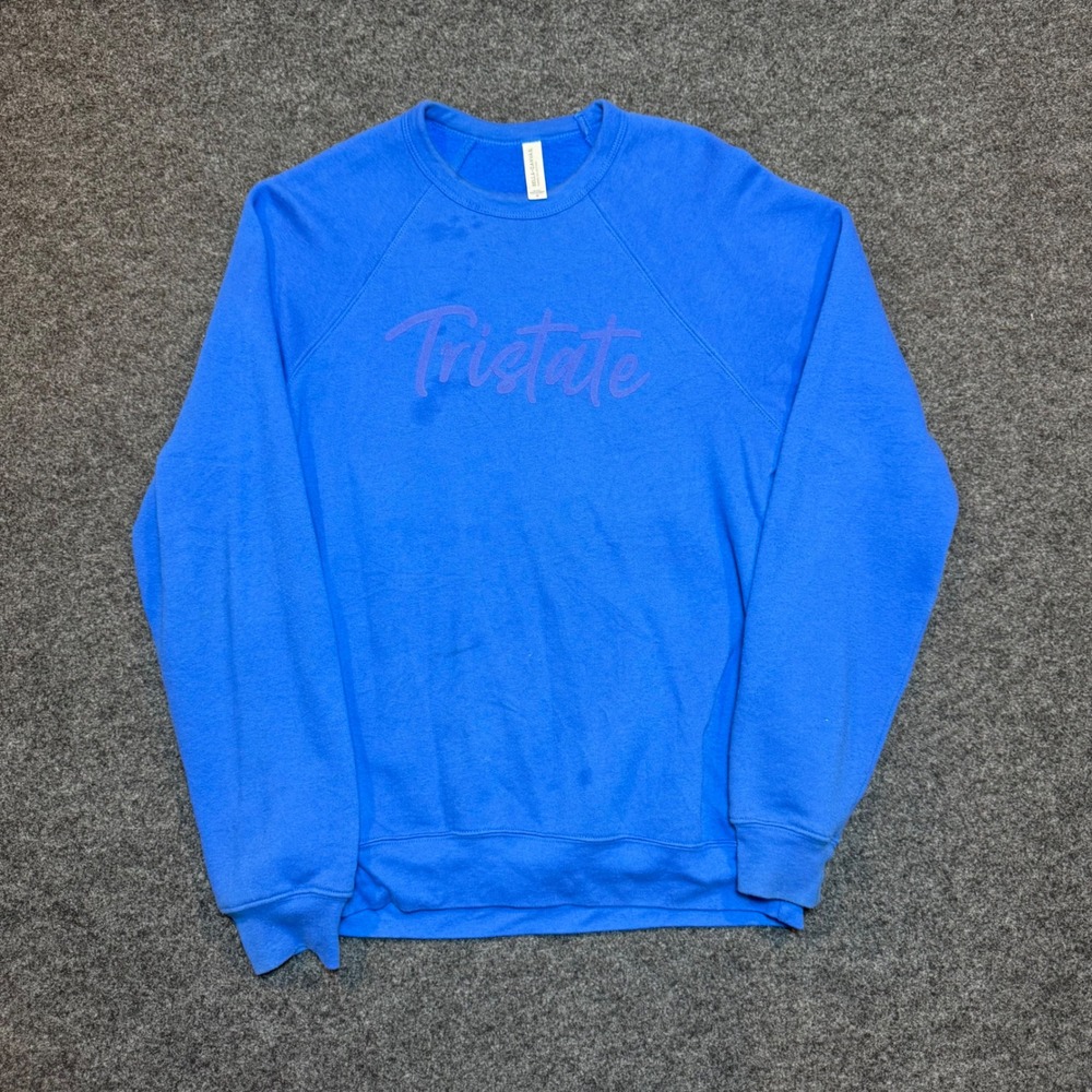 Bella Canvas Tristate Fleece Sweatshirt Blue Raglan Pullover Medium